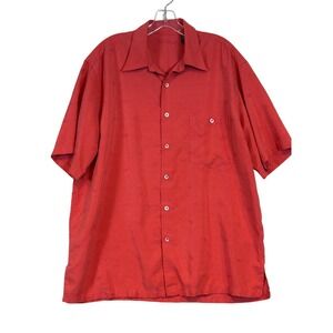 Tommy Bahama Mens Large 100% Silk Shadow Creek Grid Camp Shirt Short Sleeve Golf